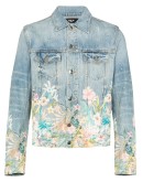 distressed floral denim jacket