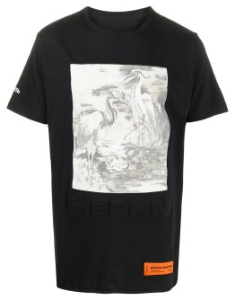crew neck heron print T-shirt