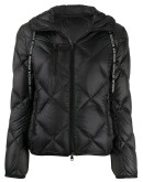 diamond-quilted hooded jacket