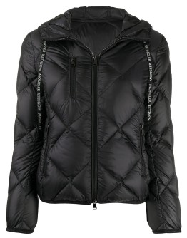 diamond-quilted hooded jacket