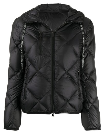 diamond-quilted hooded jacket