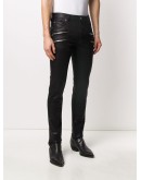 multi-zip slim leg denim jeans