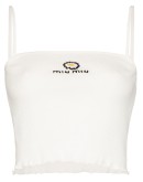 ribbed embroidered logo crop top