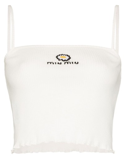 ribbed embroidered logo crop top