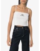ribbed embroidered logo crop top