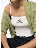 ribbed embroidered logo crop top