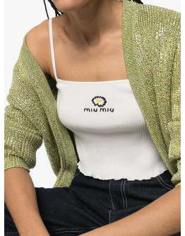 ribbed embroidered logo crop top