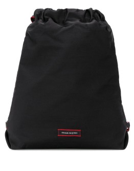 drawstring logo patch backpack