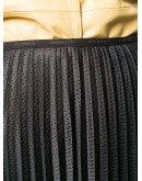 perforated pleated satin midi skirt