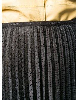 perforated pleated satin midi skirt