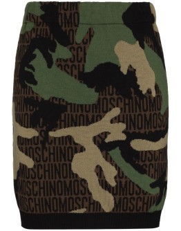 camouflage logo-print knit mini skirt
