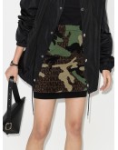 camouflage logo-print knit mini skirt