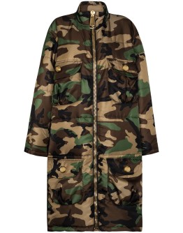 oversized padded camouflage-print coat