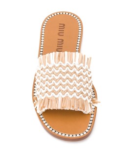 crystal-embellished raffia slides