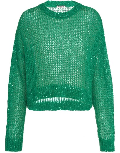 sequin-embellished mesh-knit jumper