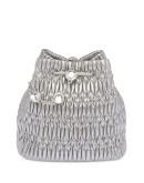 crystal embellished bucket bag