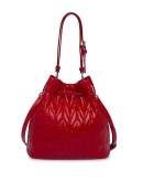 shiny quilted bucket bag