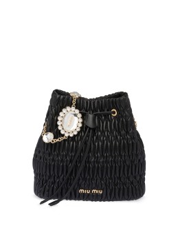 crystal nappa leather bucket bag