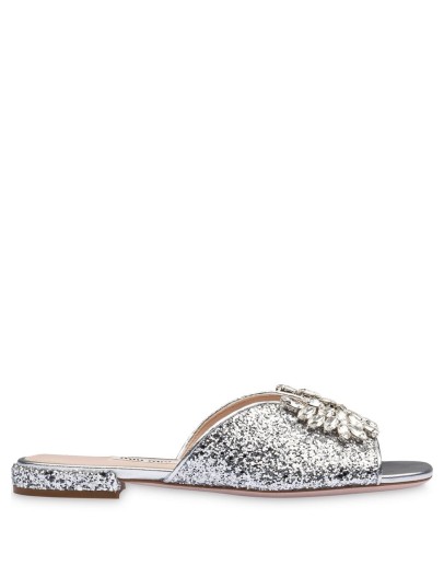 crystal-embellished glitter sandals
