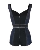 logo denim bodysuit