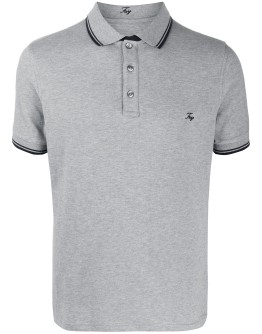 contrast trim embroidered logo polo shirt