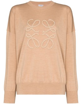 Anagram-embroidered knit jumper