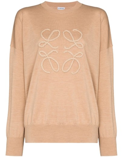 Anagram-embroidered knit jumper
