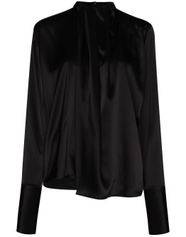 Lavalliere gathered tie neck top