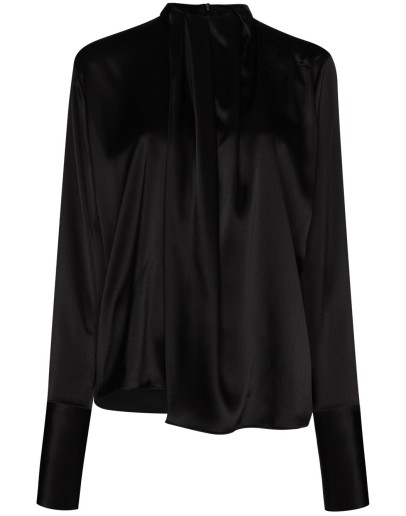 Lavalliere gathered tie neck top