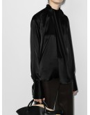 Lavalliere gathered tie neck top