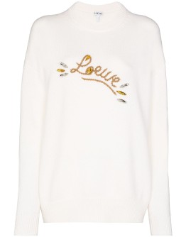 embellished logo jumper