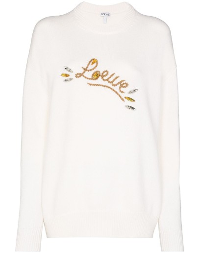 embellished logo jumper