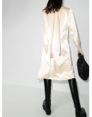 gathered tie neck midi dress