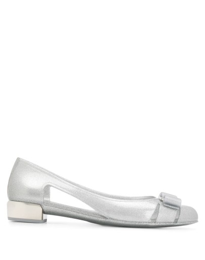 bow-detail glitter flat pumps