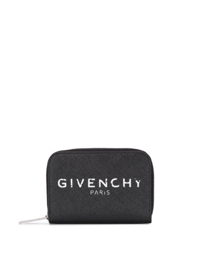 logo-print zip purse