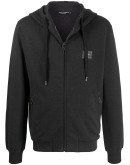 logo patch zipped hoodie