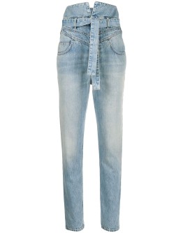 high-waist straight-leg jeans