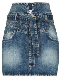 stonewash-effect denim mini skirt