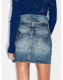 stonewash-effect denim mini skirt