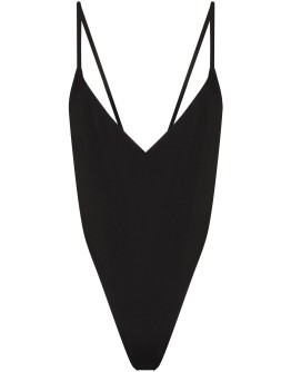 plunging open-back bodysuit