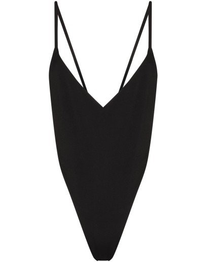 plunging open-back bodysuit