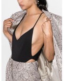 plunging open-back bodysuit
