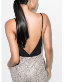 plunging open-back bodysuit
