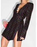 brocade wrap-style cocktail dress