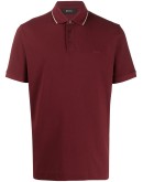 stripe detail cotton blend polo shirt