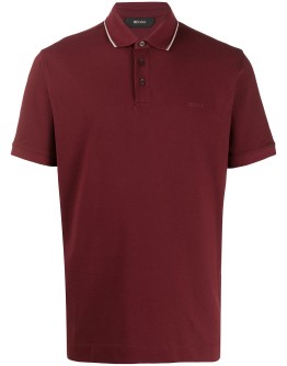 stripe detail cotton blend polo shirt