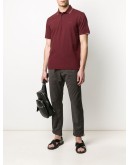 stripe detail cotton blend polo shirt