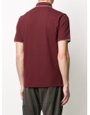 stripe detail cotton blend polo shirt