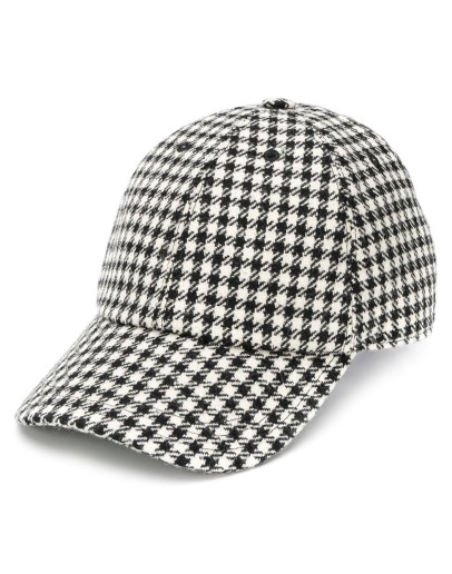 checked baseball cap