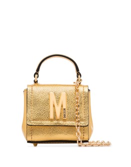 logo-embellished metallic mini bag